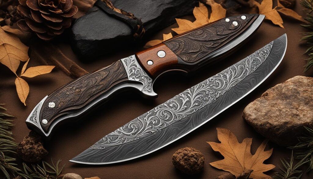 Damascus hunting knife