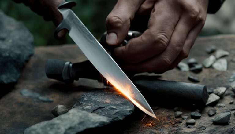 Hunting knife sharpening with a whetstone