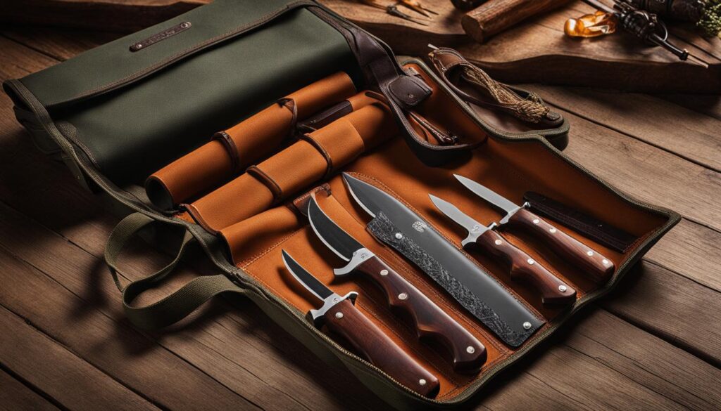 Hunting knife storage roll