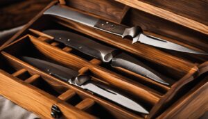 Wooden hunting knife storage