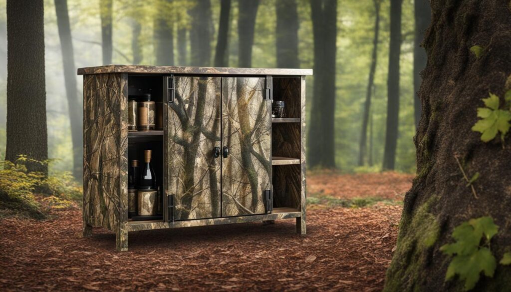 camo cabinet for hunting gear storage