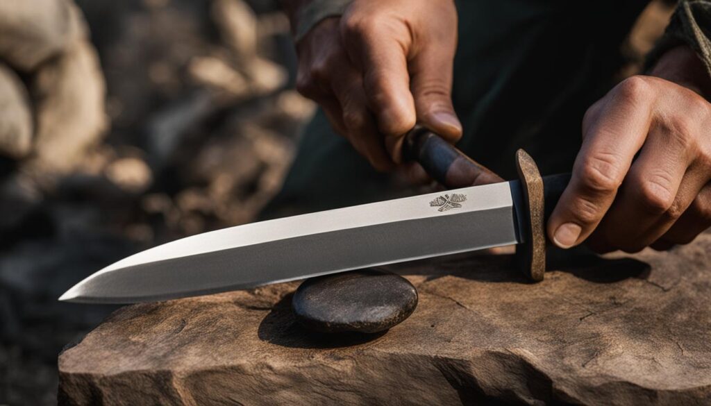 sharpening a hunting knife