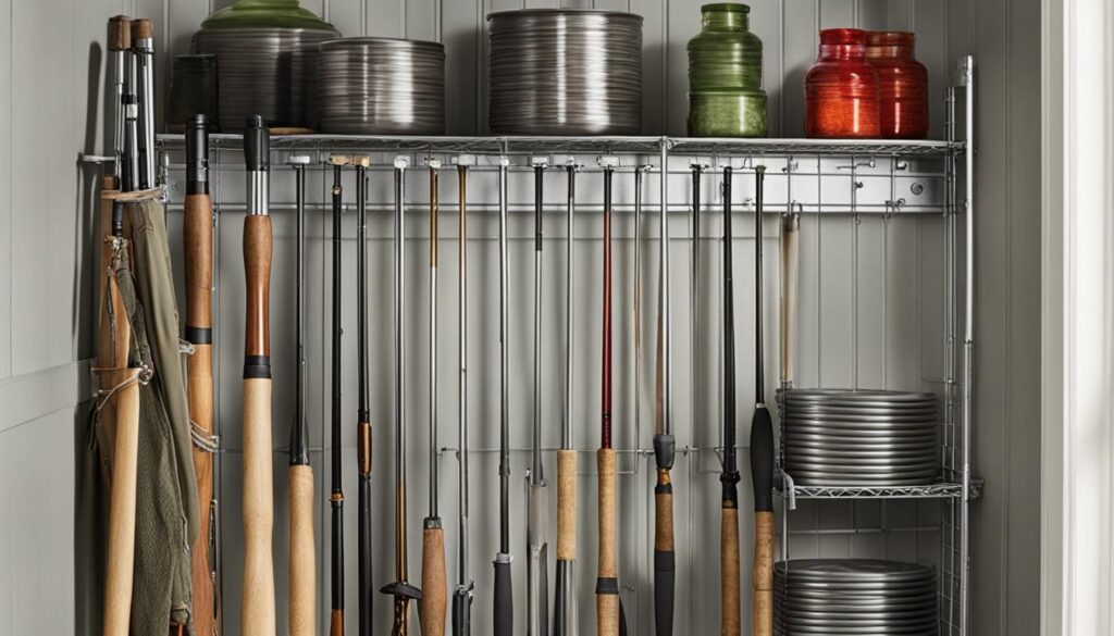 wire shelving racks for fishing rods